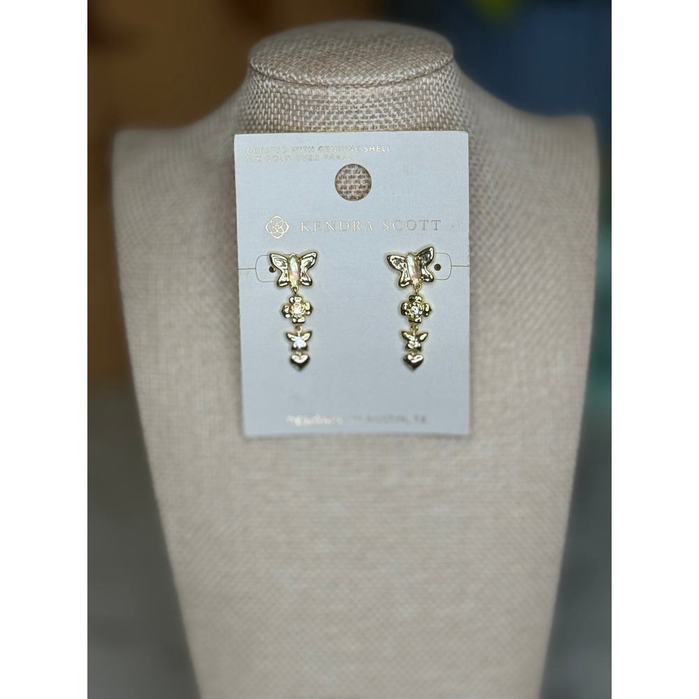 Kendra Scott Women Drop Earrings Gold Butterfly Cottagecore Whimsical OS
